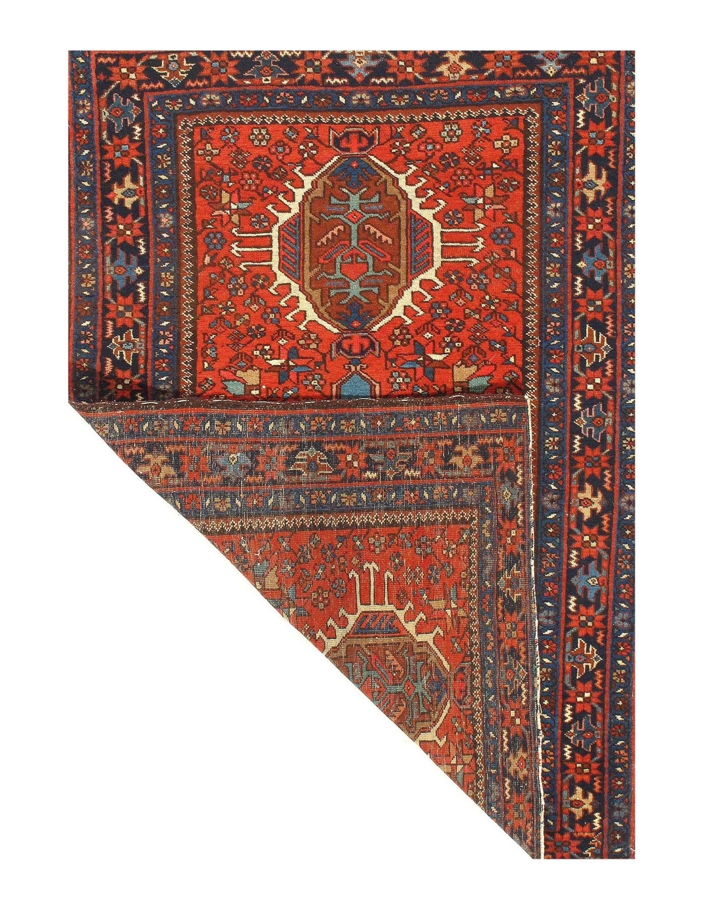 Canvello Silkroad Karajeh Rust And Blue Rug - 3'3'' X 4'8'' - Canvello