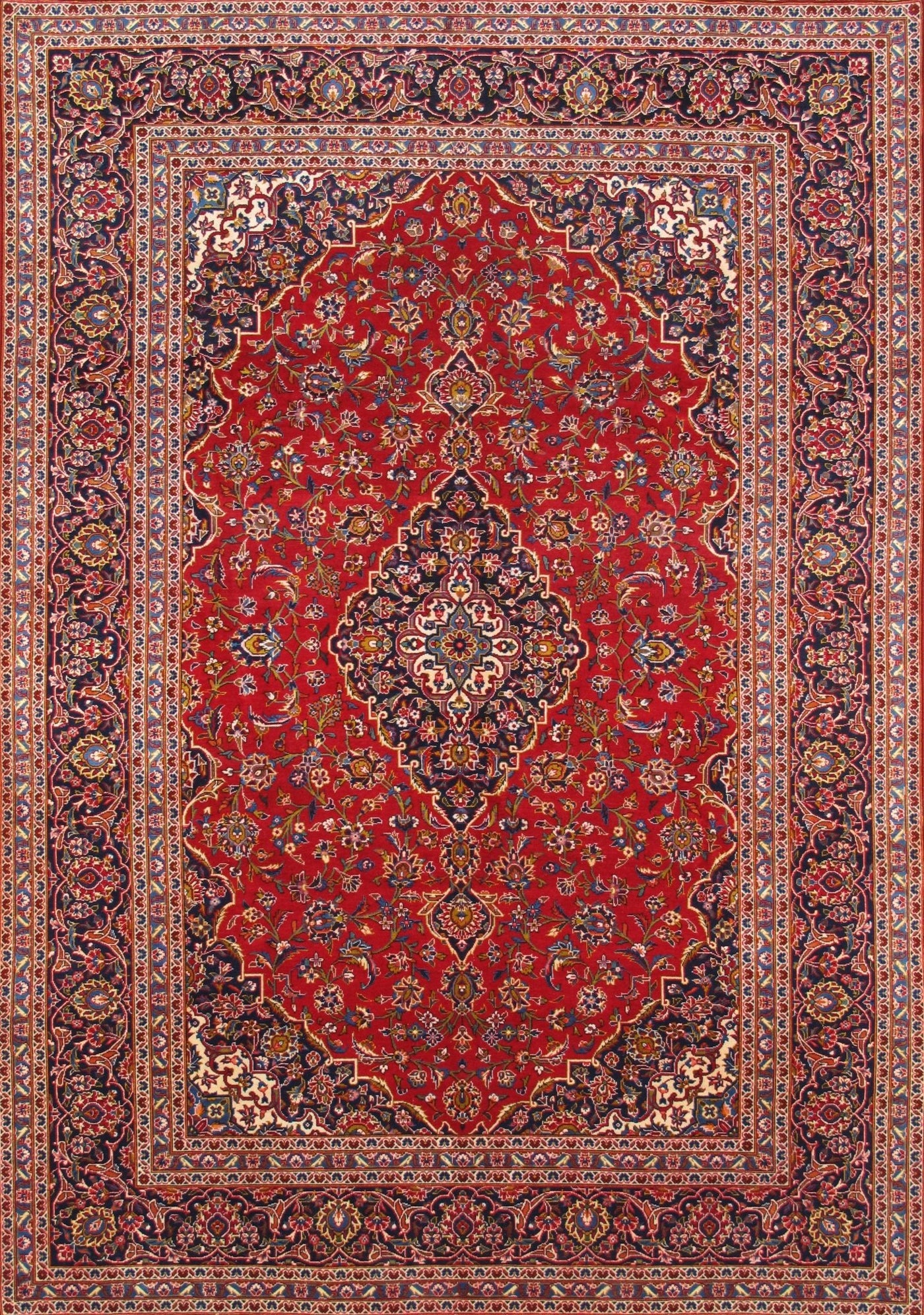 Canvello Silkroad Kashan Blue And Red Area Rugs - 7'10" X 11'3" - Canvello