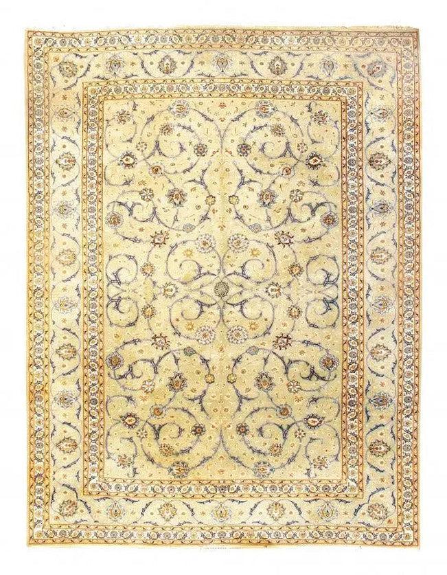 Canvello Silkroad Kashan Ivory And Blue Rug - 10'7" X 14' - Canvello