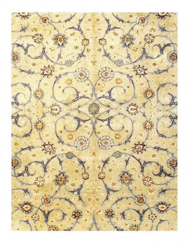 Canvello Silkroad Kashan Ivory And Blue Rug - 10'7" X 14' - Canvello