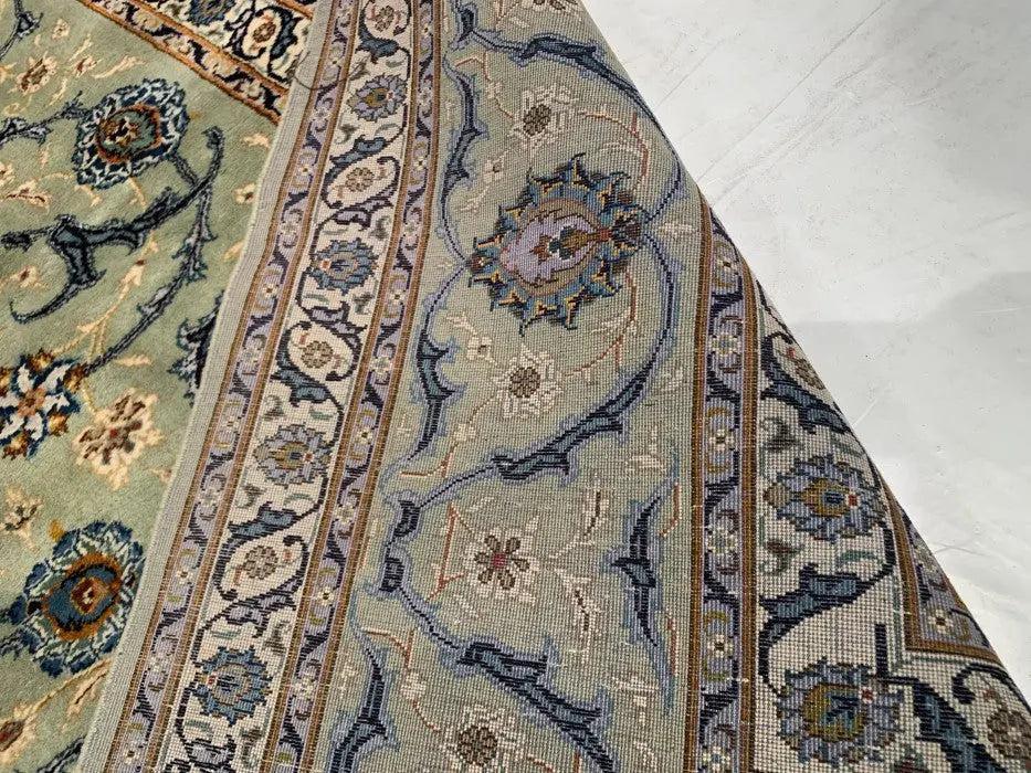 Canvello Silkroad Kashan Ivory And Blue Rug - 10'7" X 14' - Canvello