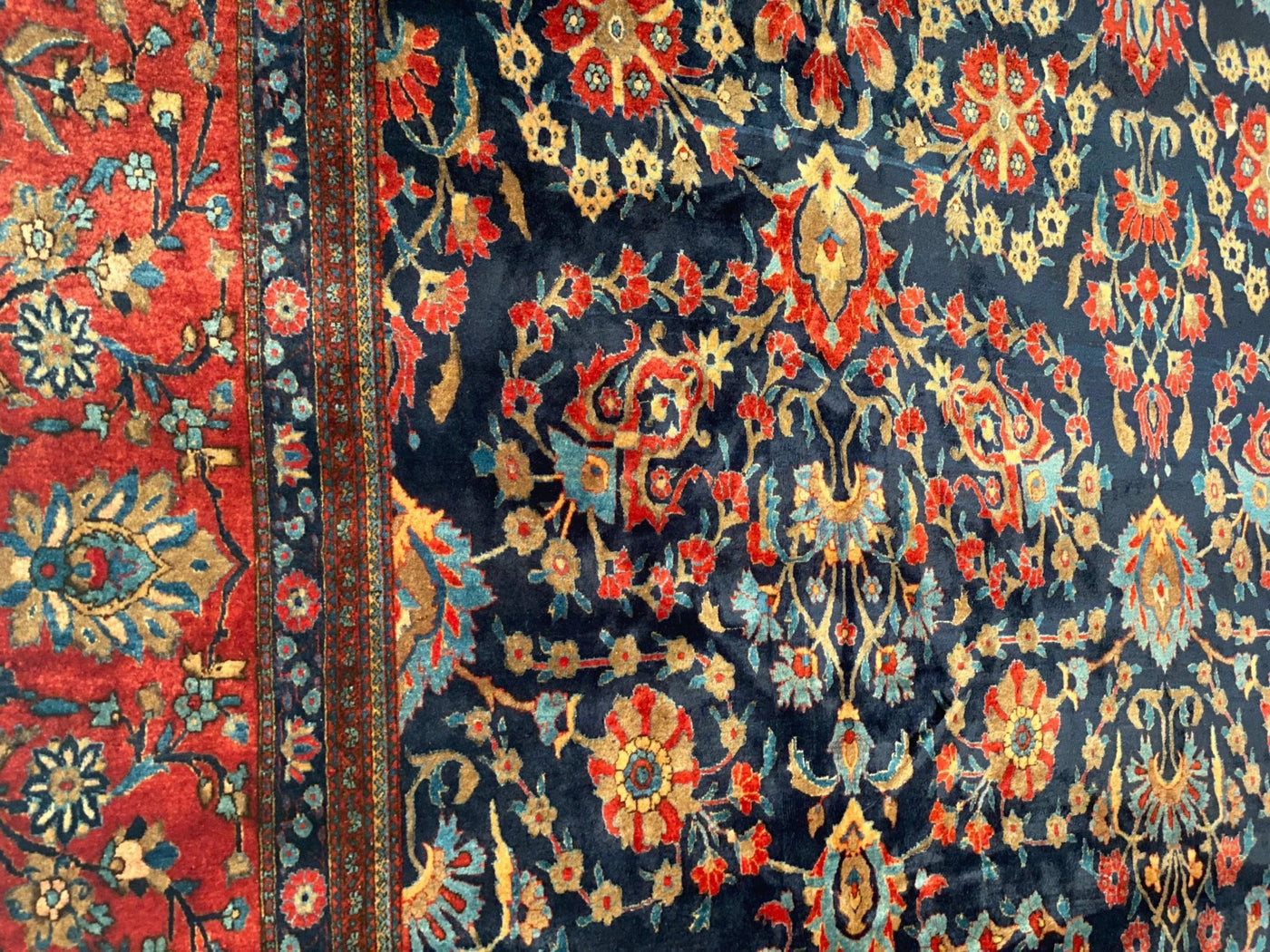 Canvello Silkroad Kashan Large Blue Rugs - 10'6" X 18'7" - Canvello