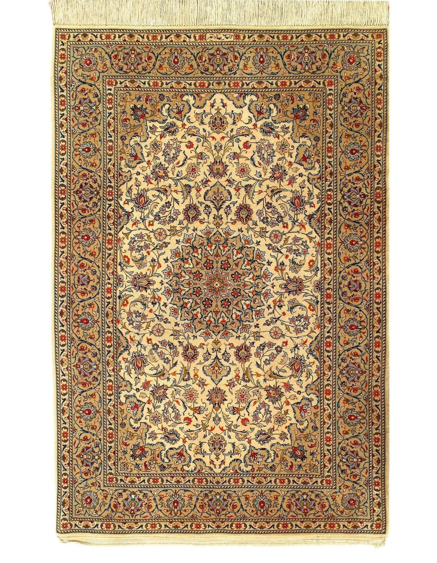 Canvello Silkroad Kashan Navy And Gold Rug - 4'8" X 7' - Canvello