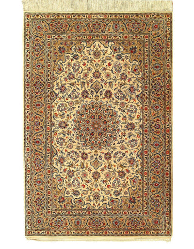 Canvello Silkroad Kashan Navy And Gold Rug - 4'8" X 7' - Canvello