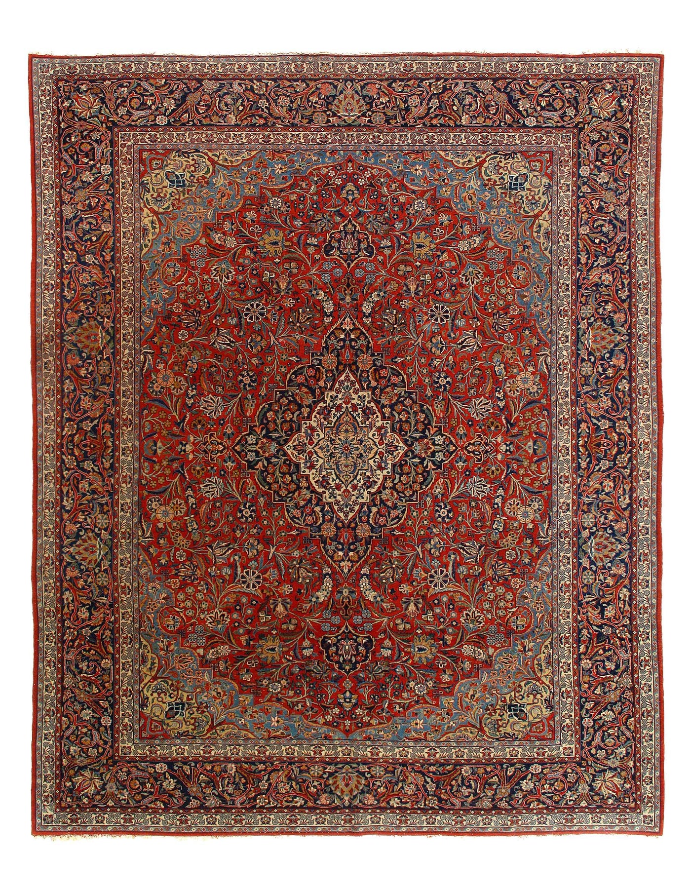 Canvello Persian Kashan Red Rug Living Room - 8' X 9'11''