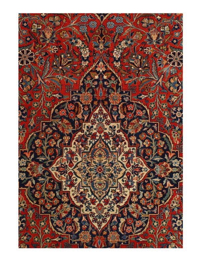 Canvello Persian Kashan Red Rug Living Room - 8' X 9'11''