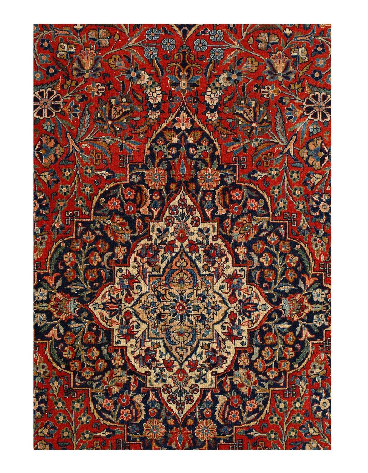 Canvello Silkroad Kashan Red Rug Living Room - 8' X 9'11'' - Canvello