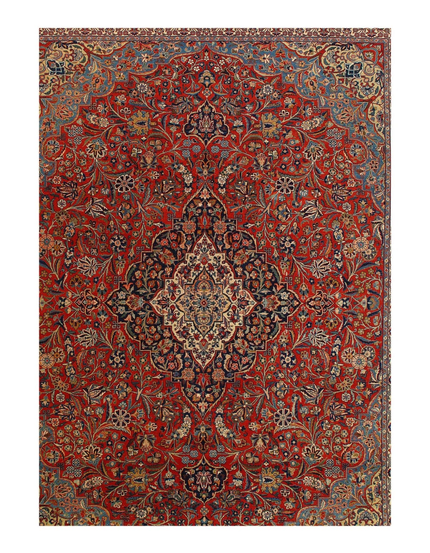 Canvello Silkroad Kashan Red Rug Living Room - 8' X 9'11'' - Canvello