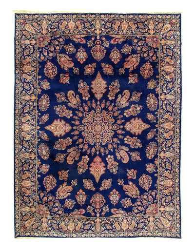 Canvello Persian Kerman Antique Navy Blue Rug - 9'8'' X 13'7''