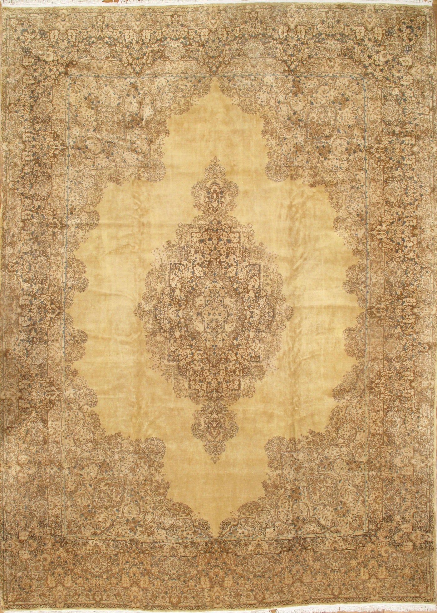 Canvello Persian Kerman Beige And Gold Rug - 11'1'' x 15'9''