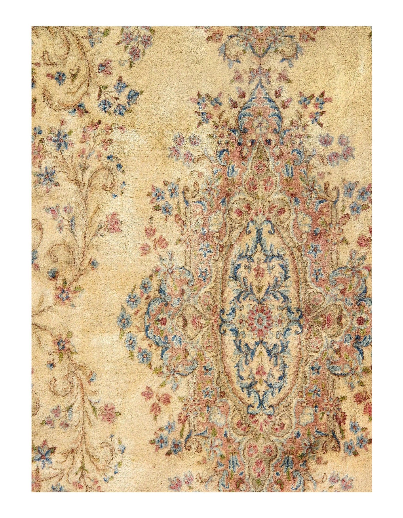 Canvello Persian Kerman Blue And Ivory Rug - 13'9'' X 20'