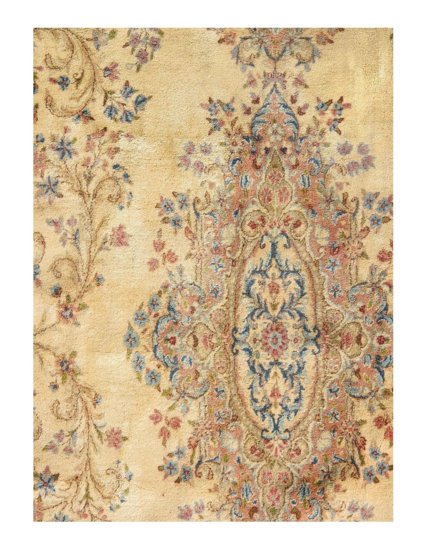 Canvello Silkroad Kerman Blue And Ivory Rug - 13'9'' X 20' - Canvello