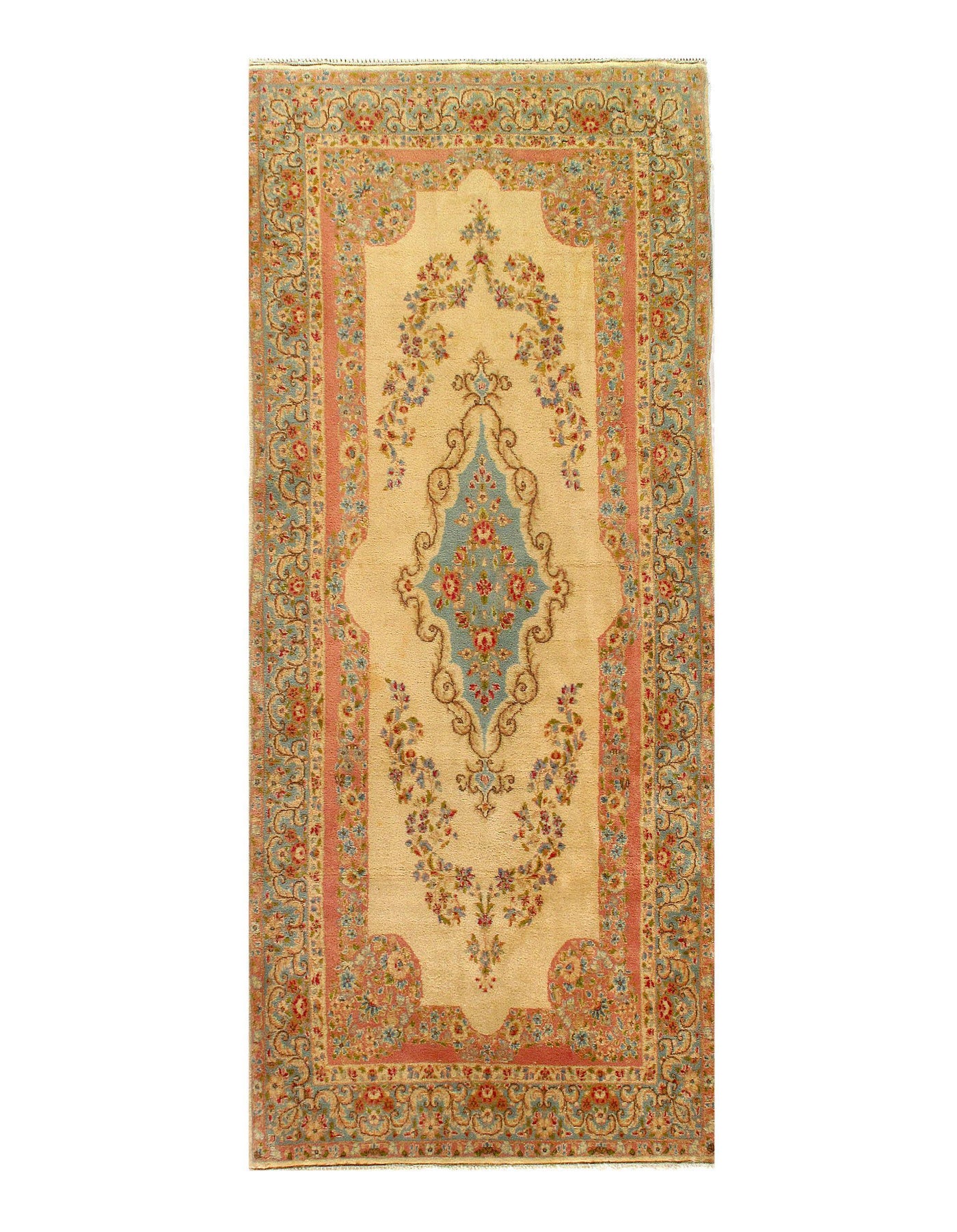 Canvello Persian Kerman Gold And Ivory Rug - 4' X 9'5''