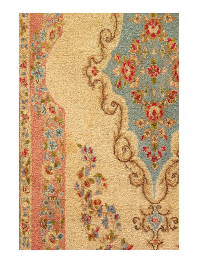 Canvello Persian Kerman Gold And Ivory Rug - 4' X 9'5''