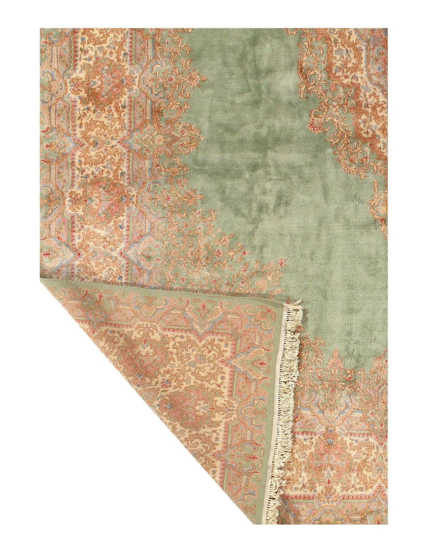 Canvello Silkroad Kerman Light Green Rug - 12' X 17' - Canvello