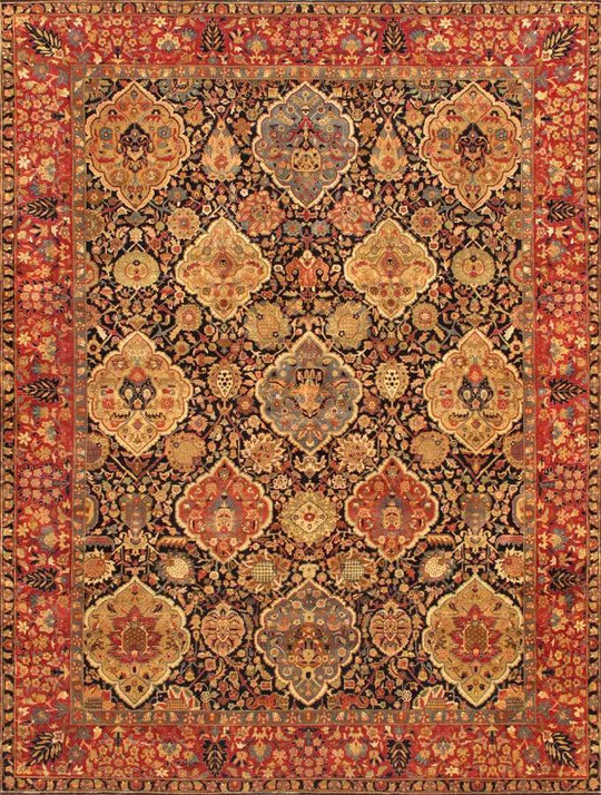 Canvello Silkroad Lamb's Wool Area Kerman Rug - 11'11" X 18'