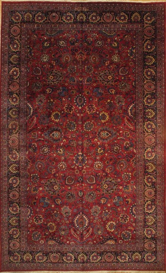 Canvello Silkroad Mashad Navy And Red Rugs - 10'2''X 16'8'' - Canvello