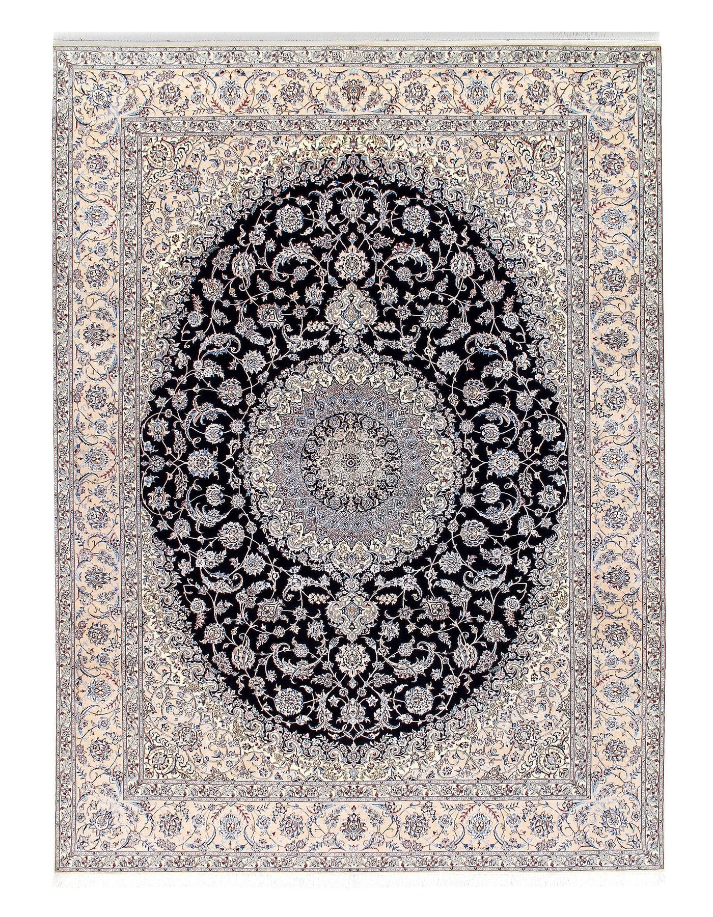 Canvello Persian Nain Beige And Gray Rug - 8'10" x 11'10"