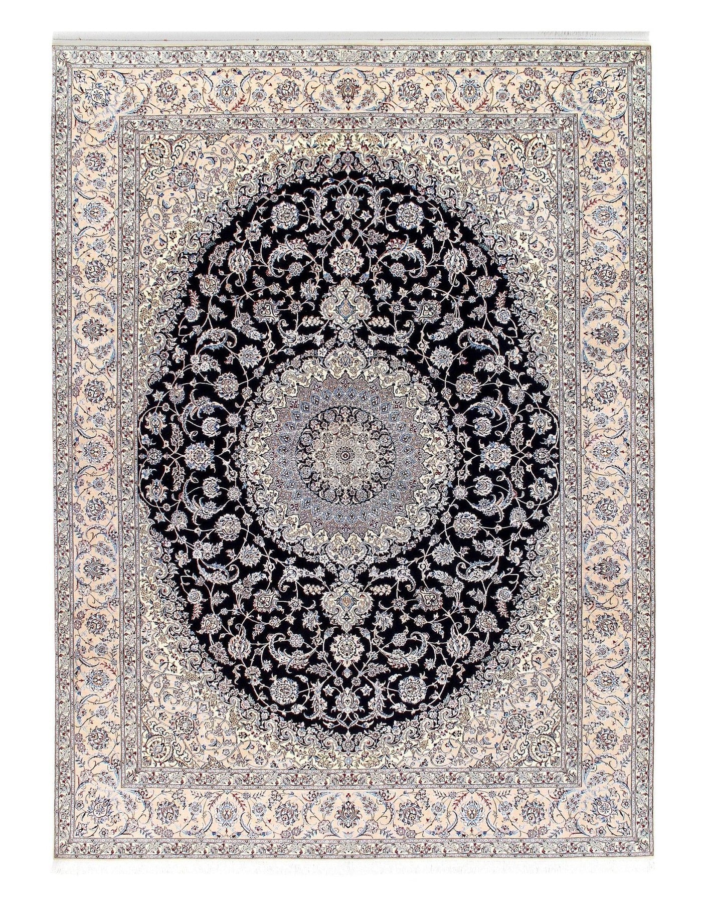 Canvello Silkroad Nain Beige And Gray Rug - 8'10" x 11'10" - Canvello