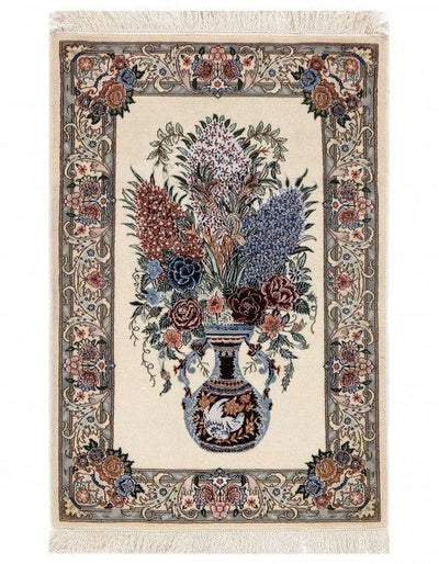 Canvello Silkroad Nain Blue And Ivory Rug - 2'6" X 4' - Canvello