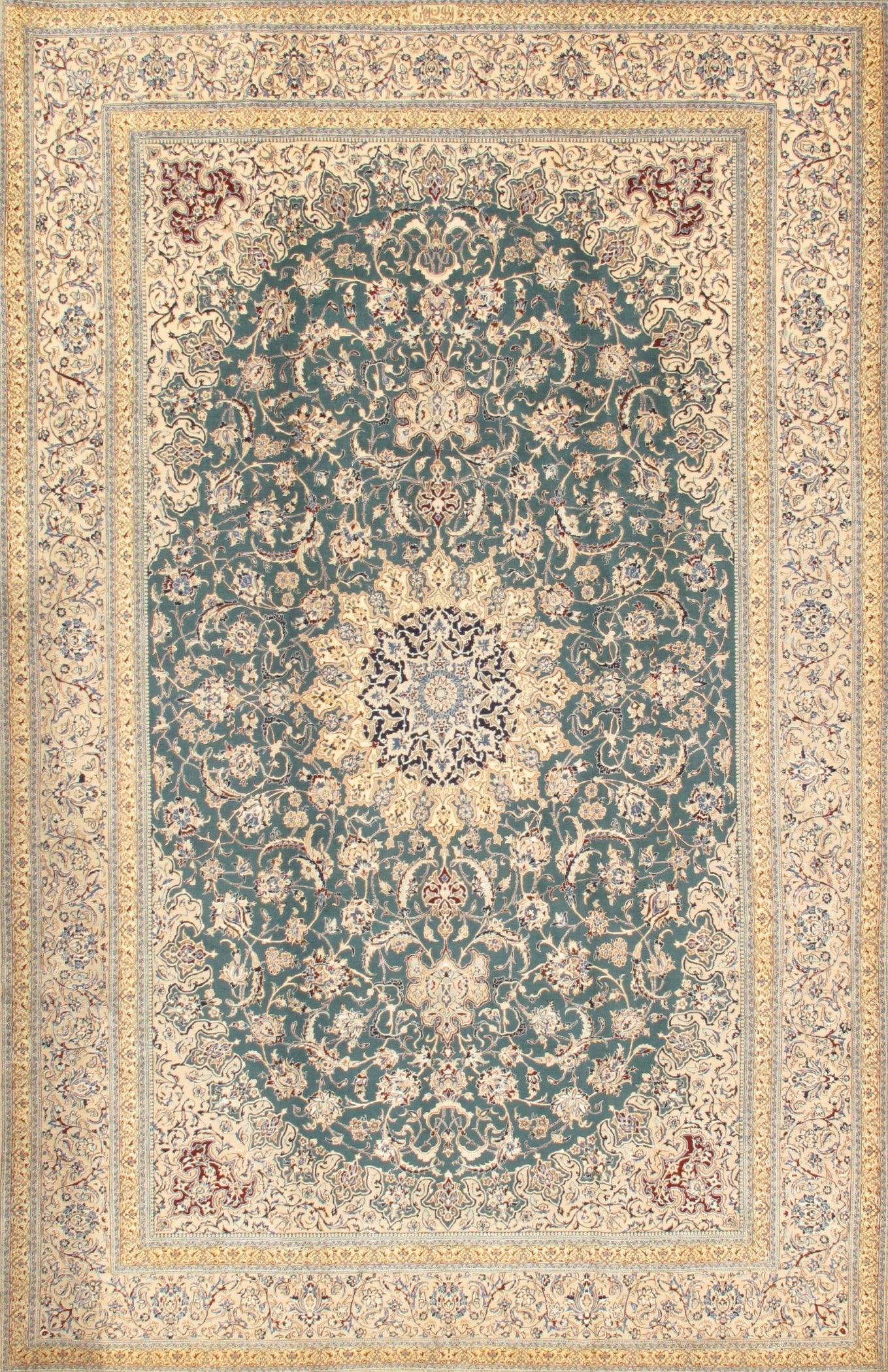 Canvello Persian Nain Green Rugs For Living Room - 7'1" X 10'11"