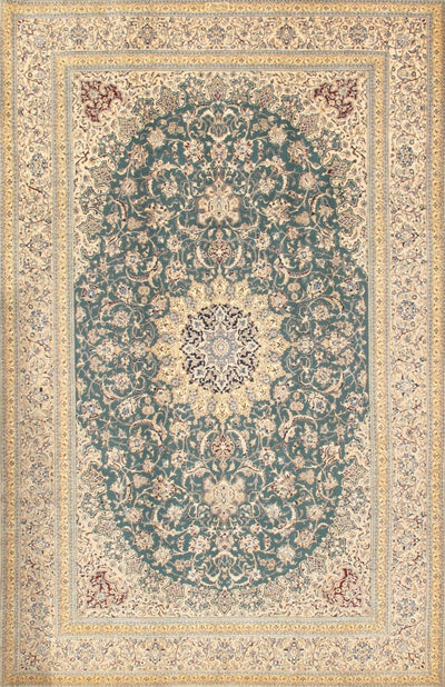 Canvello Silkroad Nain Green Rugs For Living Room - 7'1" X 10'11" - Canvello