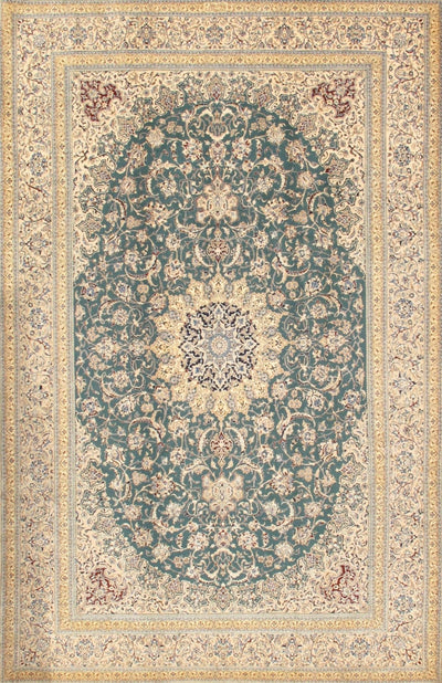 Canvello Silkroad Nain Green Rugs For Living Room - 7'1" X 10'11" - Canvello