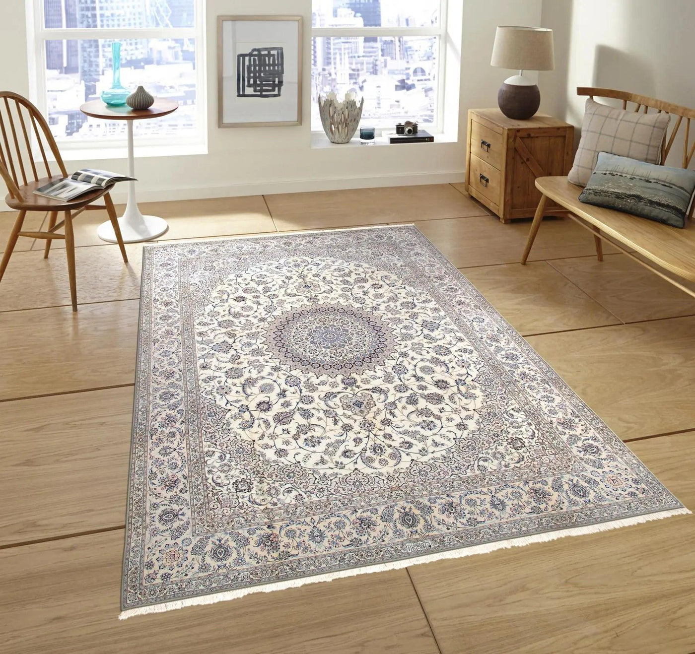 Canvello Silkroad Nain Hand - Knotted Silk Area Rug - 8'8" X 12'1" - Canvello