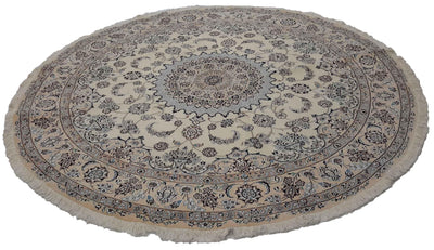 Canvello Persian Nain Ivory Round Rug 6 Line - 7'9'' X 7'9''