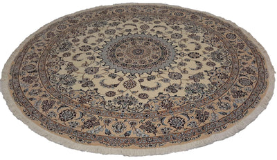 Canvello Silkroad Nain Ivory Round Rug 6 Line - 7'9'' X 7'9'' - Canvello