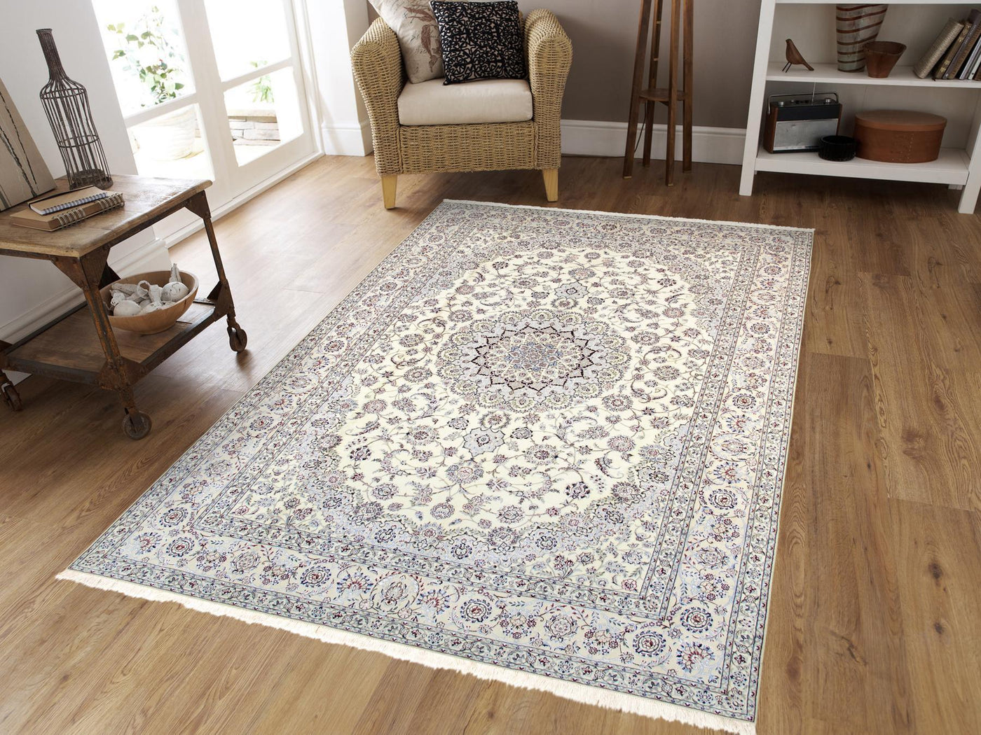 Canvello Persian Nain Light Blue Area Rug - 8'2" X 11'5"