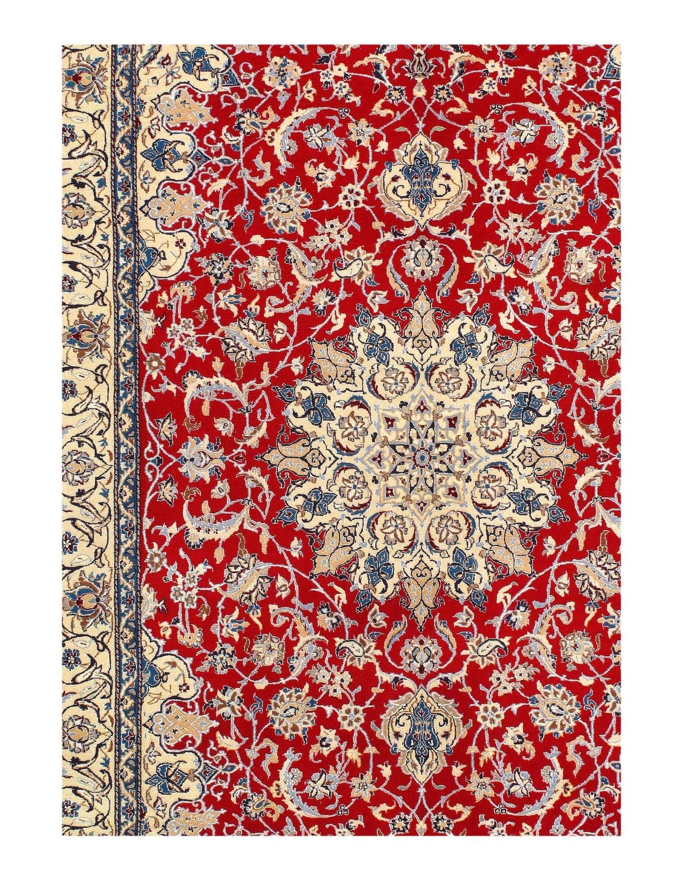 Canvello Silkroad Nain Red And Gray Rug - 4'3" X 6'7" - Canvello