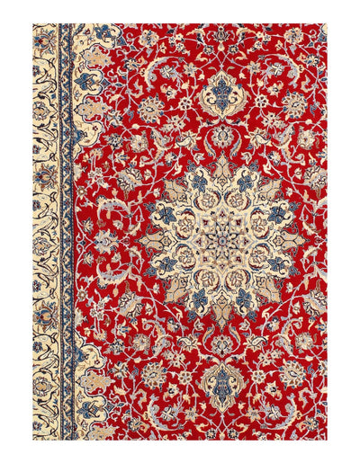 Canvello Silkroad Nain Red And Gray Rug - 4'3" X 6'7" - Canvello