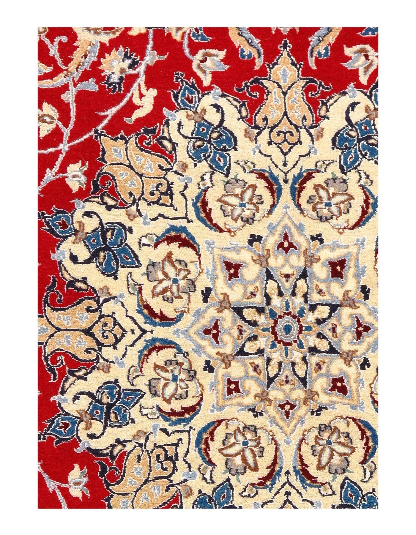 Canvello Silkroad Nain Red And Gray Rug - 4'3" X 6'7" - Canvello