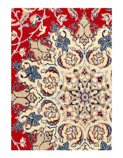 Canvello Silkroad Nain Red And Gray Rug - 4'3" X 6'7" - Canvello