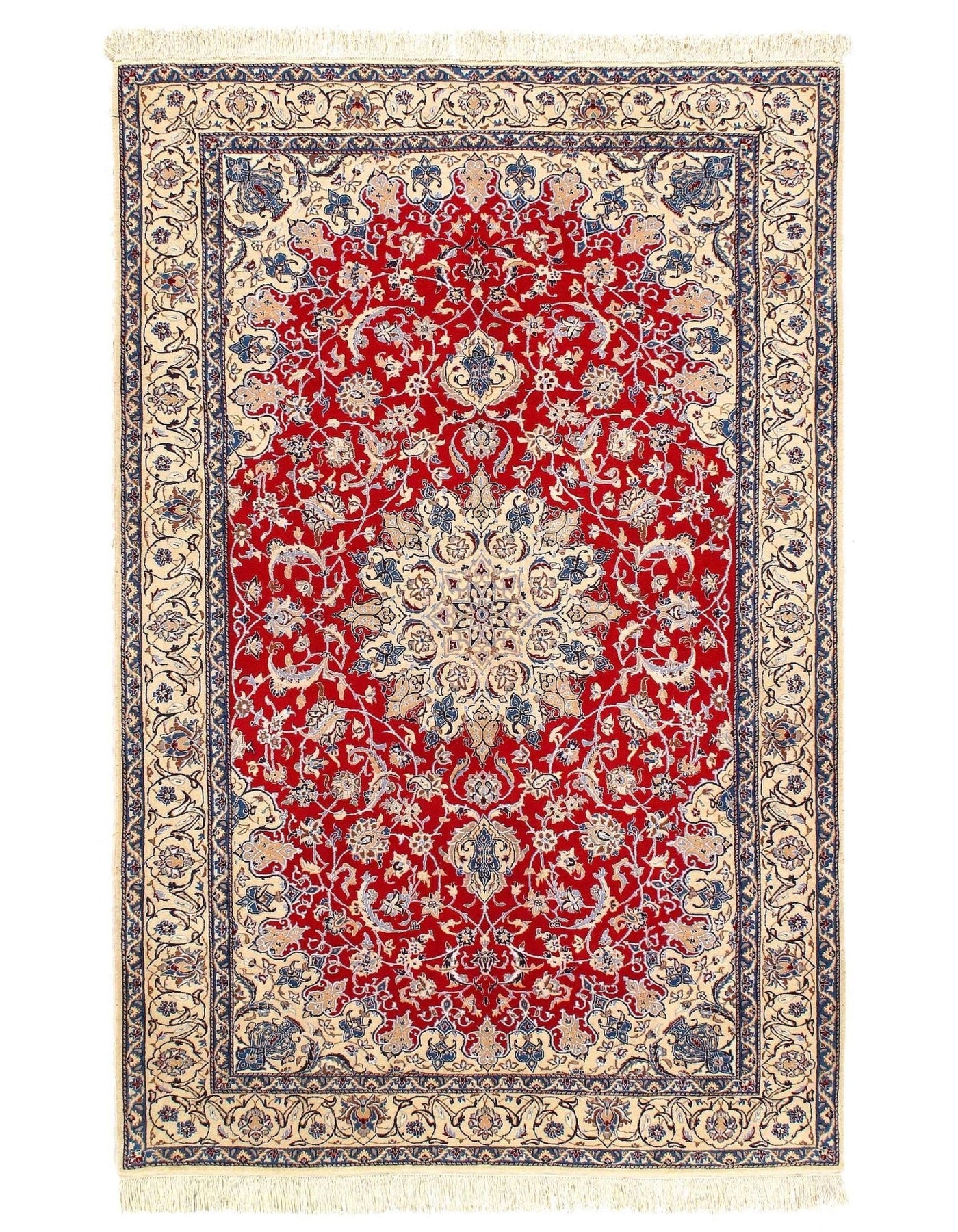 Canvello Silkroad Nain Red And Gray Rug - 4'3" X 6'7" - Canvello