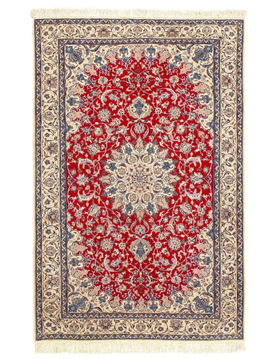 Canvello Silkroad Nain Red And Gray Rug - 4'3" X 6'7" - Canvello