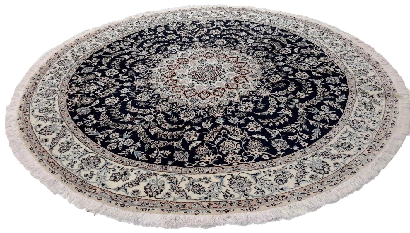 Canvello Silkroad Nain Round Rugs For Living Room 9 Line - 8'3'' X 8'3'' - Canvello