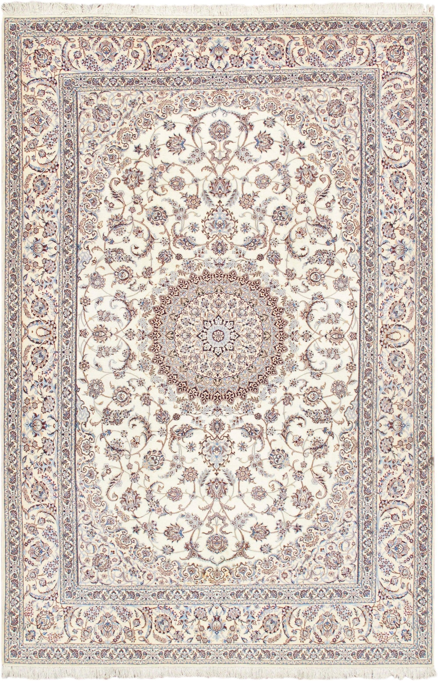 Canvello Persian Nain Silk & Wool Ivory Area Rugs - 6'10" X 10'3"