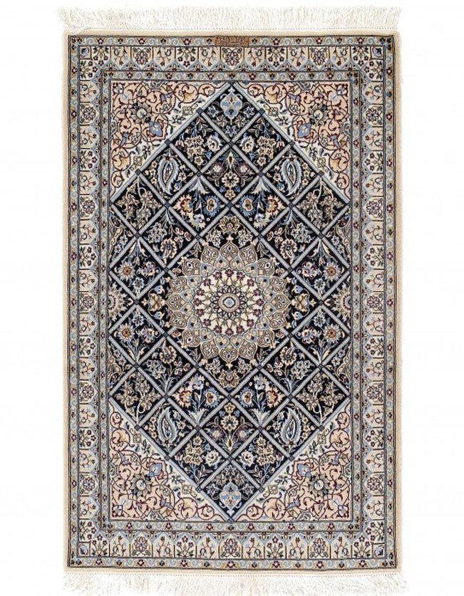 Canvello Silkroad Nain Silk Blue Wool Rugs - 6 lines 3' x 5' - Canvello