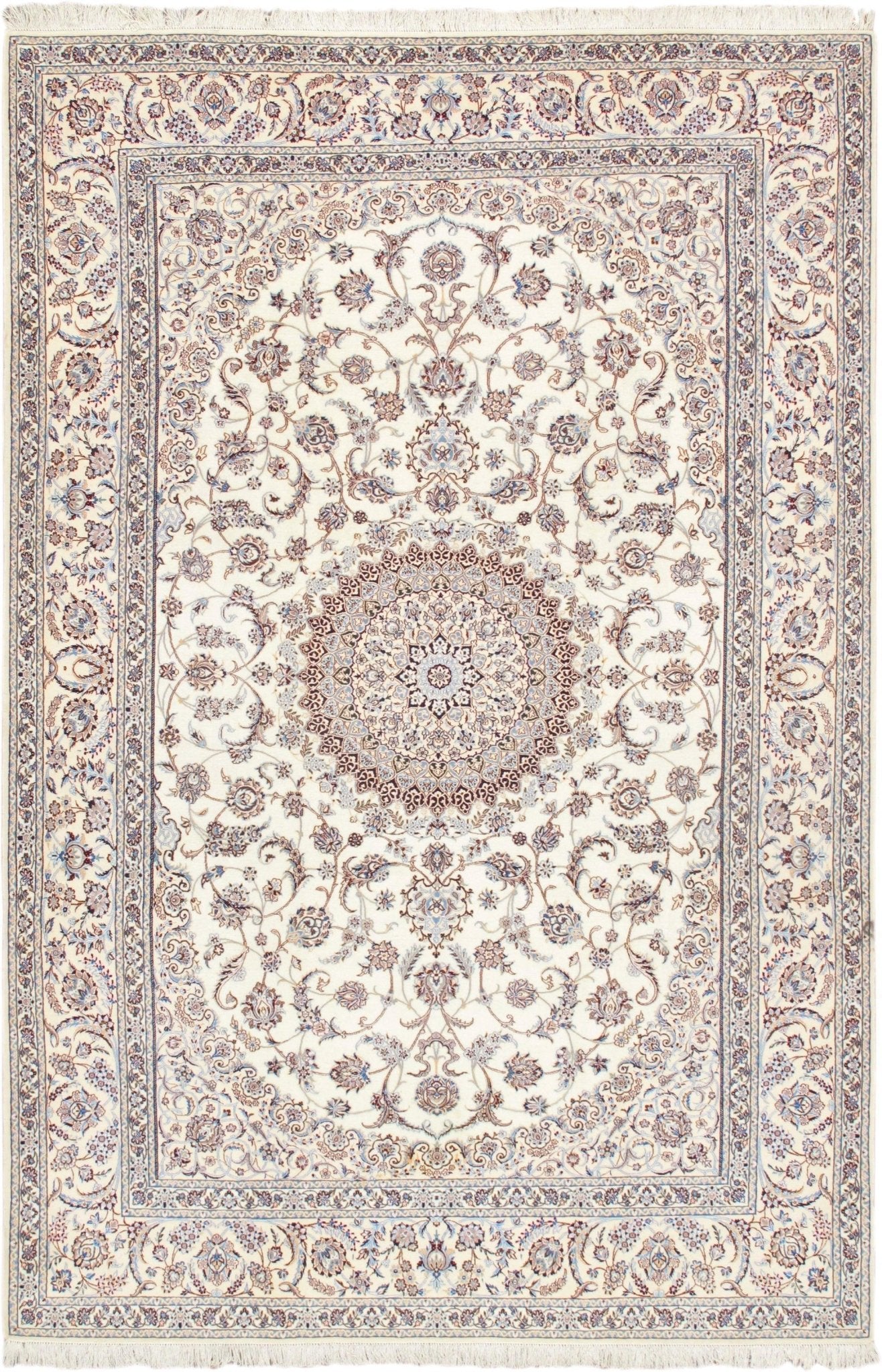 Canvello Silkroad Nain Silk & Wool Ivory Area Rugs - 6'10" X 10'3" - Canvello