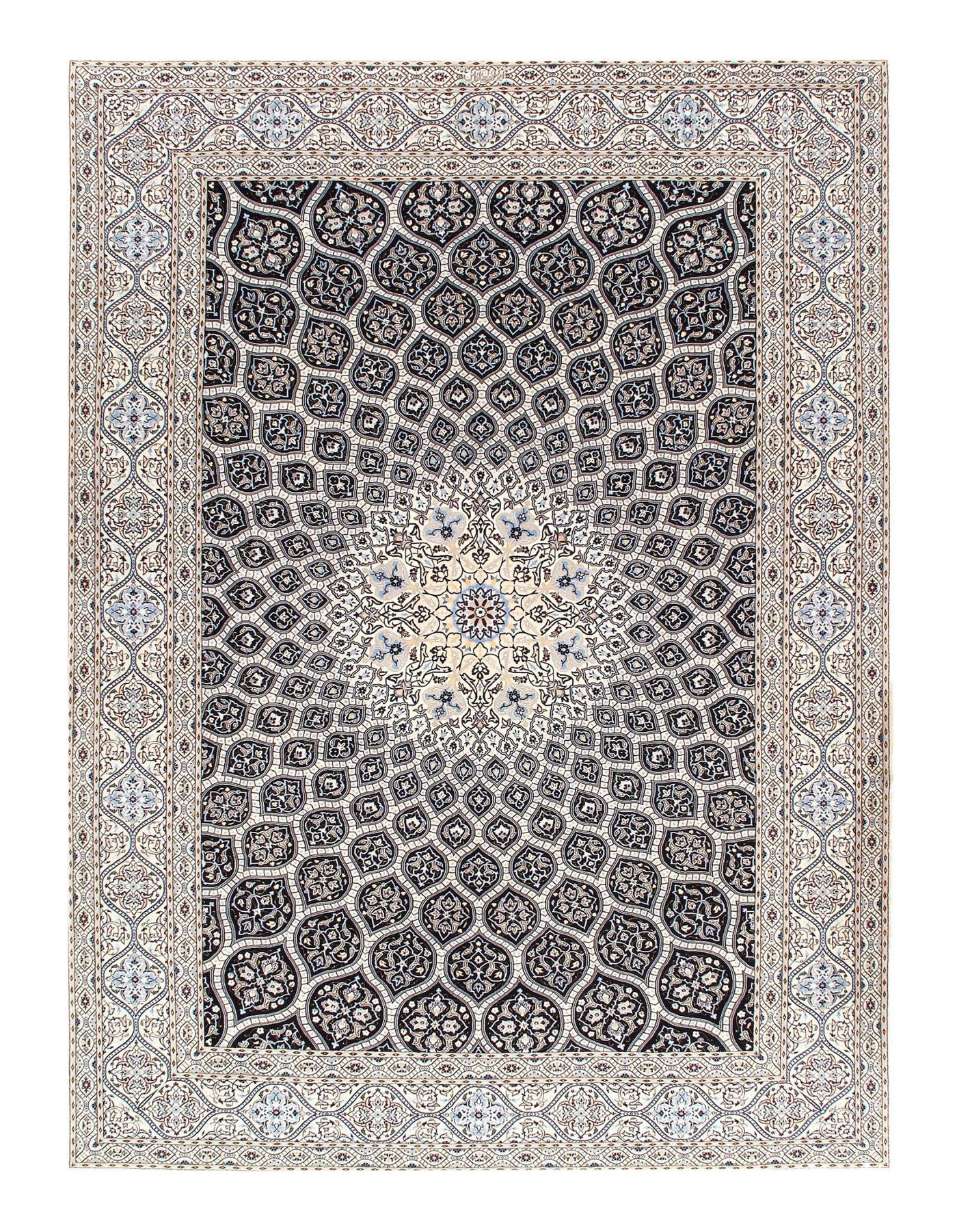 Canvello Silkroad Nain Silk & Wool Rug Gray Rug - 8'6" x 11'9" - Canvello