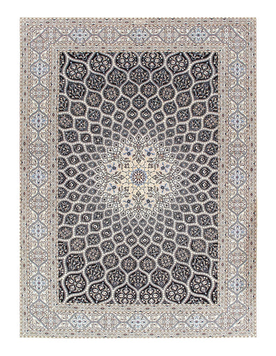 Canvello Silkroad Nain Silk & Wool Rug Gray Rug - 8'6" x 11'9" - Canvello