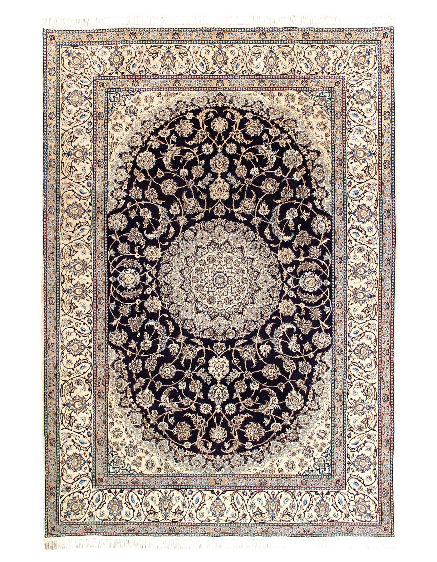 Canvello Persian Nain Wool And Silk Rugs - 6'9'' X 10'