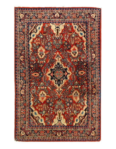 Canvello Silkroad Rust Antique Sarouk Rug - 4'3'' X 6'11'' - Canvello