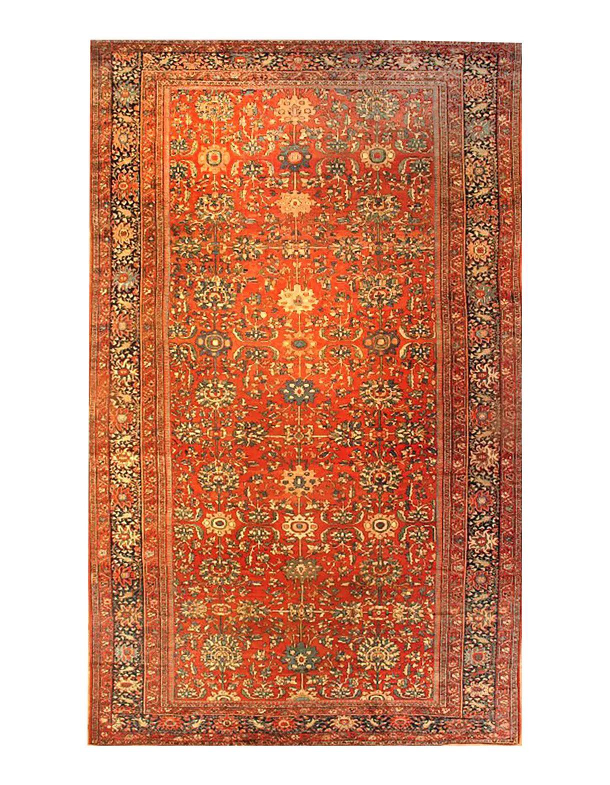 Canvello Silkroad Sarouk Green And Rust Rug - 10'3" X 17' - Canvello