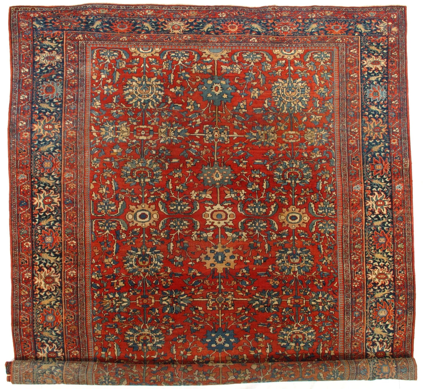 Canvello Silkroad Sarouk Green And Rust Rug - 10'3" X 17' - Canvello