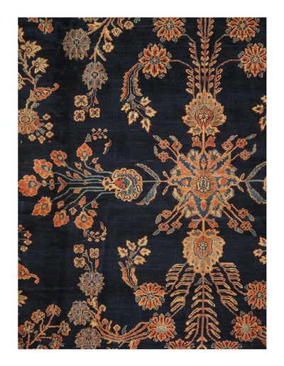 Canvello Silkroad Sarouk Navy Blue Rug For Living Room - 11' X 19' - Canvello