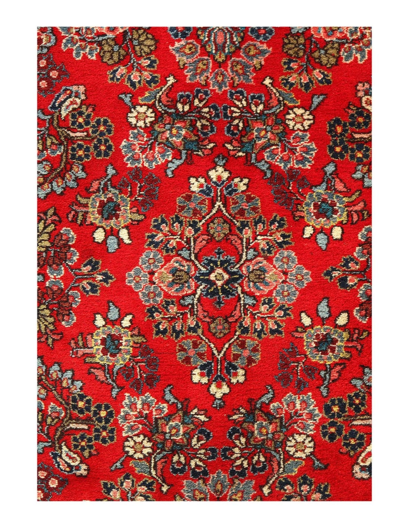 Canvello Silkroad Sarouk Red Rugs For Bedroom - 4'3'' X 6'7'' - Canvello