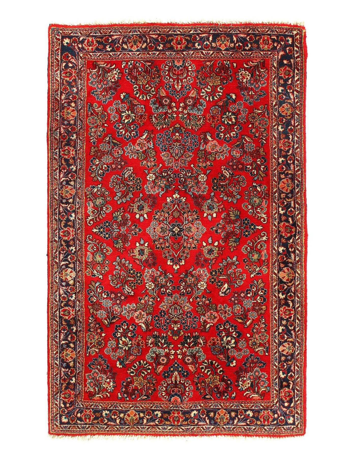 Canvello Silkroad Sarouk Red Rugs For Bedroom - 4'3'' X 6'7'' - Canvello